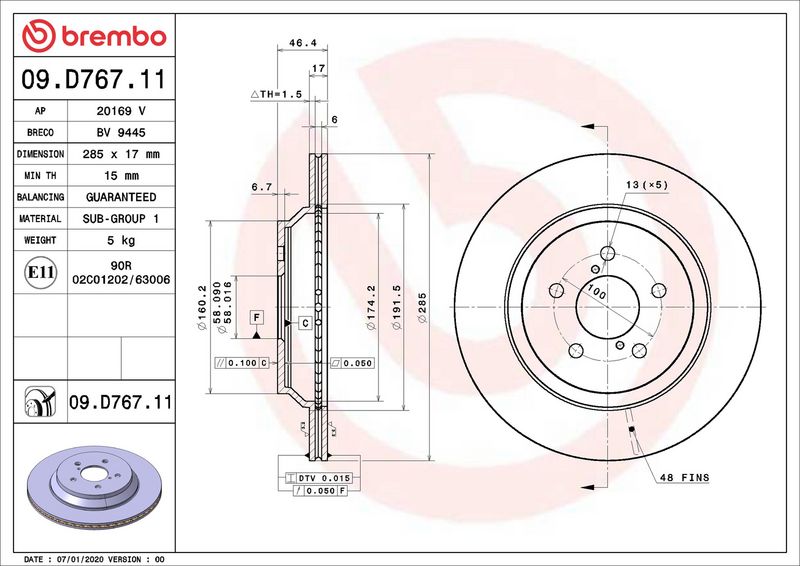 Brembo 09.D767.11 Brake Disc - 1
