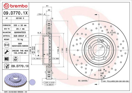 Brembo 09.D770.1X Brake Disc - 2