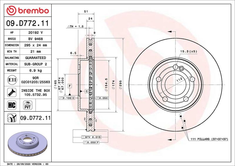 Brembo 09.D772.11 Brake Disc - 2