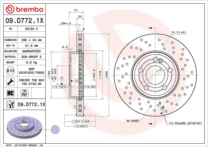 Brembo 09.D772.1X Brake Disc - 2