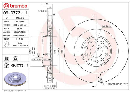 Brembo 09.D773.11 Brake Disc - 2
