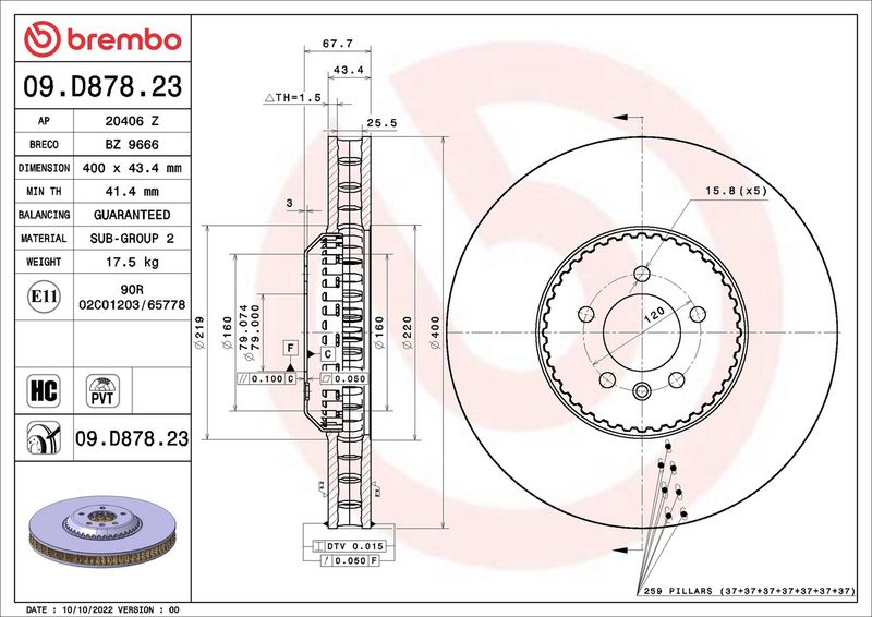 Brembo 09.D878.23 Brake Disc - 2
