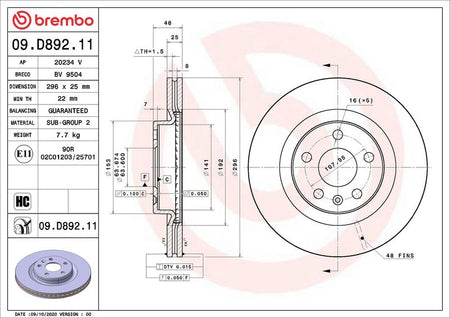 Brembo 09.D892.11 Brake Disc - 1