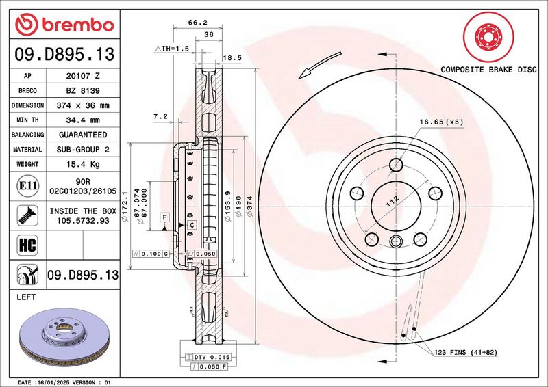 Brembo 09.D895.13 Brake Disc - 2
