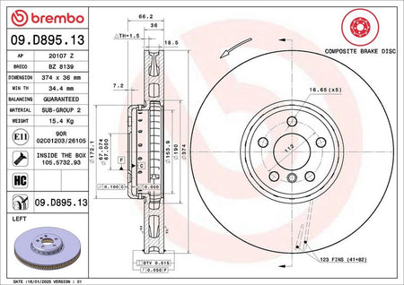 Brembo 09.D895.13 Brake Disc - 2