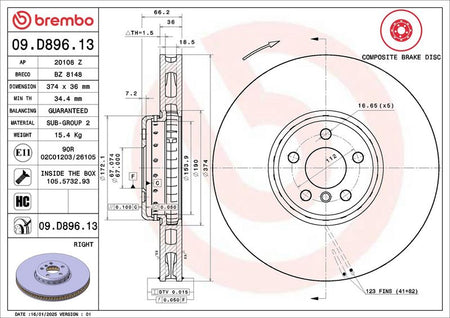 Brembo 09.D896.13 Brake Disc - 2