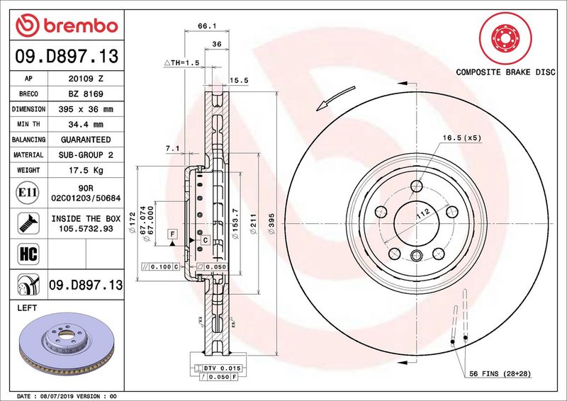 Brembo 09.D897.13 Brake Disc - 2