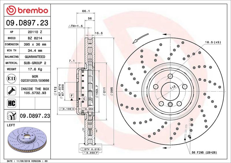 Brembo 09.D897.23 Brake Disc - 2