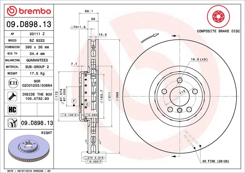 Brembo 09.D898.13 Brake Disc - 2