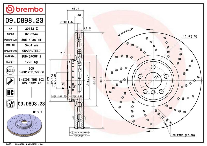 Brembo 09.D898.23 Brake Disc - 2