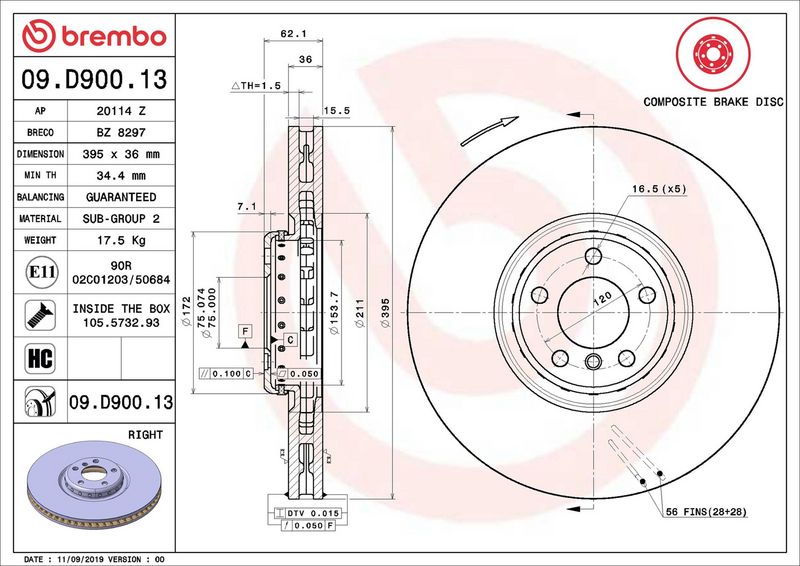 Brembo 09.D900.13 Brake Disc - 2