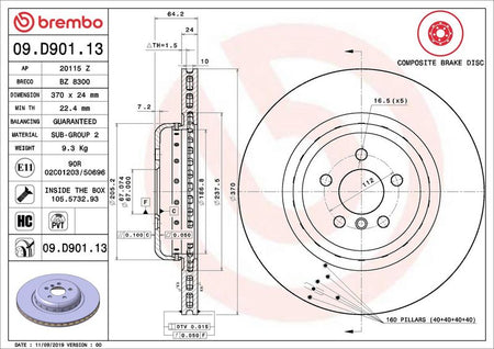 Brembo 09.D901.13 Brake Disc - 2