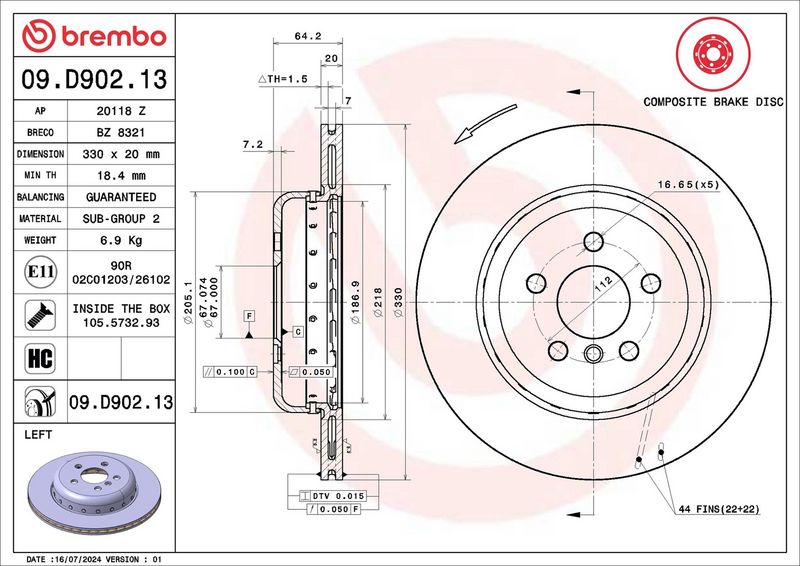 Brembo 09.D902.13 Brake Disc - 2