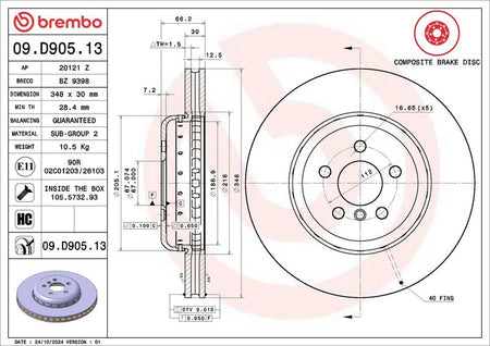 Brembo 09.D905.13 Brake Disc - 2