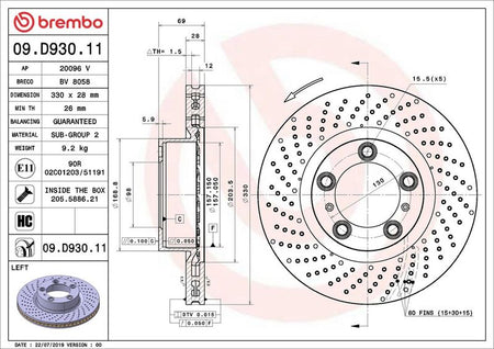 Brembo 09.D930.11 Brake Disc - 1