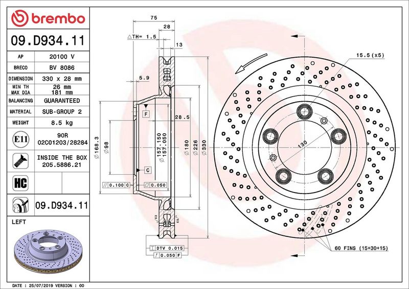 Brembo 09.D934.11 Brake Disc - 2