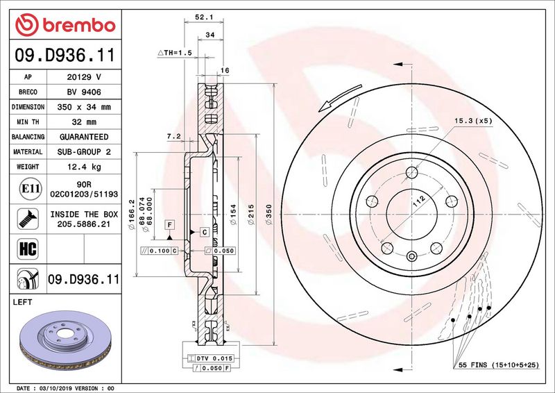 Brembo 09.D936.11 Brake Disc - 2