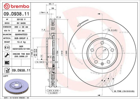 Brembo 09.D938.11 Brake Disc - 2