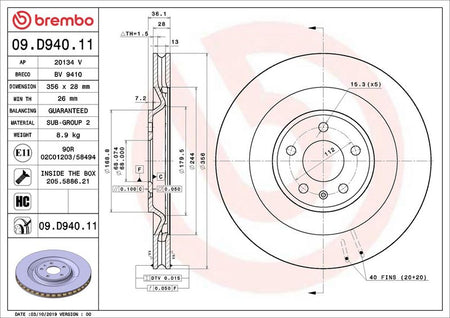 Brembo 09.D940.11 Brake Disc - 2