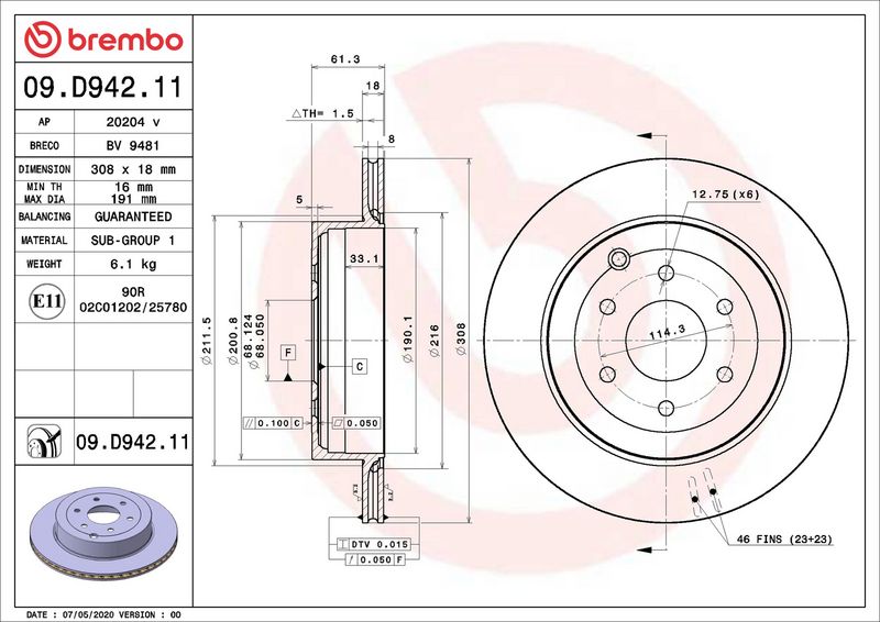 Brembo 09.D942.11 Brake Disc - 2