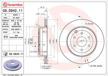 Brembo 09.D942.11 Brake Disc - 2