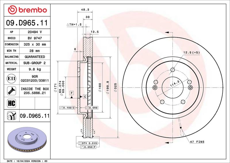 Brembo 09.D965.11 Brake Disc - 2