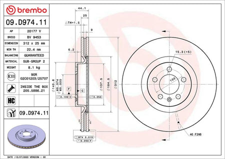 Brembo 09.D974.11 Brake Disc - 1