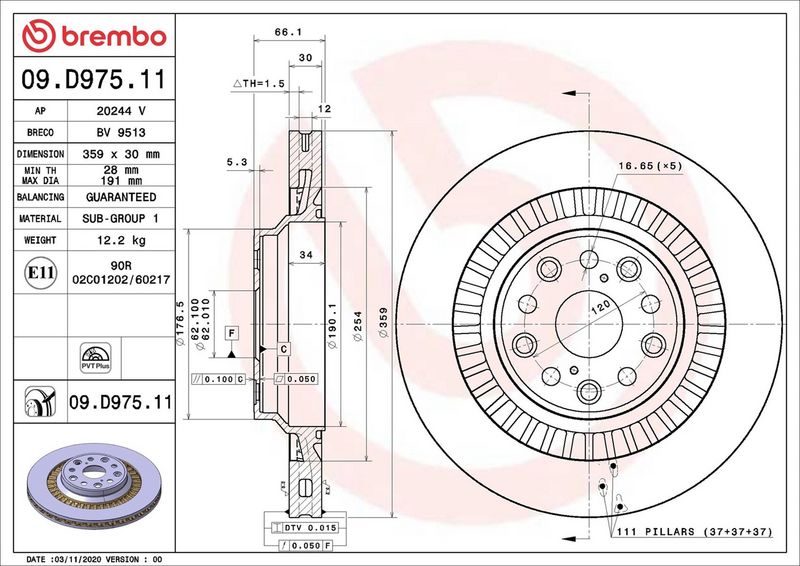 Brembo 09.D975.11 Brake Disc - 2