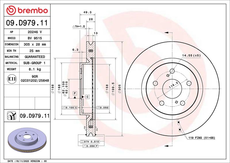 Brembo 09.D979.11 Brake Disc - 2