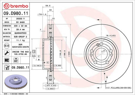Brembo 09.D980.11 Brake Disc - 2