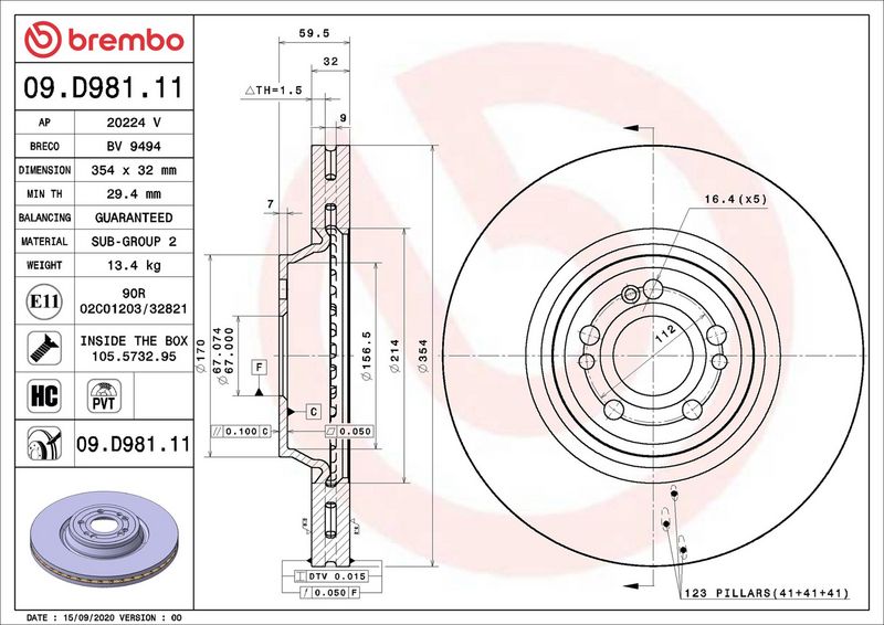 Brembo 09.D981.11 Brake Disc - 2