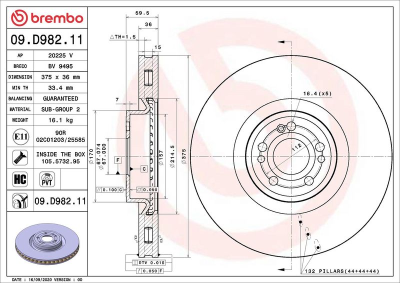 Brembo 09.D982.11 Brake Disc - 2