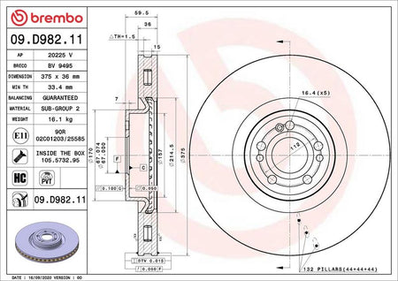 Brembo 09.D982.11 Brake Disc - 2