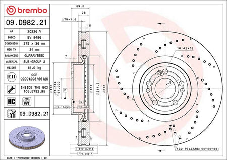 Brembo 09.D982.21 Brake Disc - 2