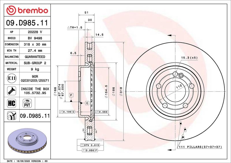 Brembo 09.D985.11 Brake Disc - 2
