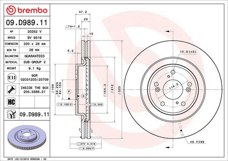 Brembo 09.D989.11 Brake Disc - 2