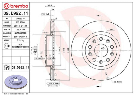 Brembo 09.D992.11 Brake Disc - 2