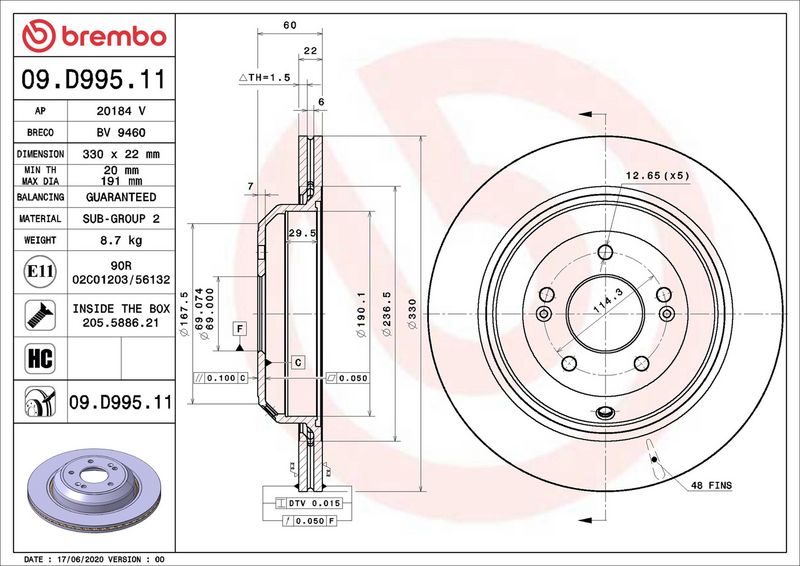 Brembo 09.D995.11 Brake Disc - 2