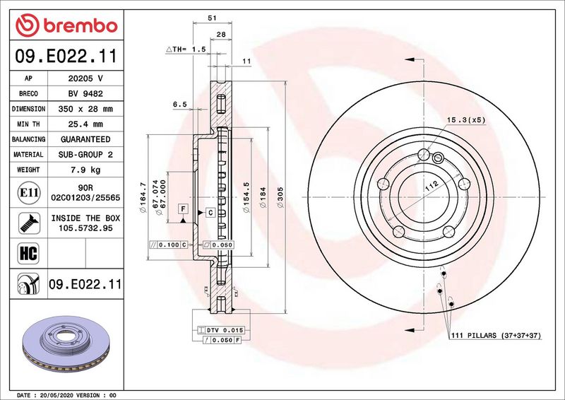 Brembo 09.E022.11 Brake Disc - 2
