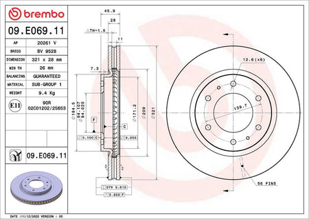 Brembo 09.E069.11 Brake Disc - 2