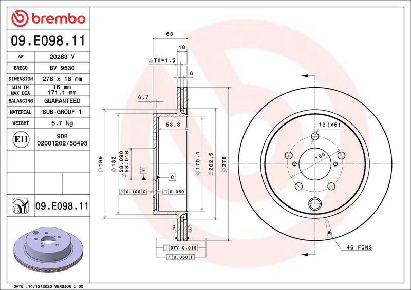 Brembo 09.E098.11 Brake Disc - 2