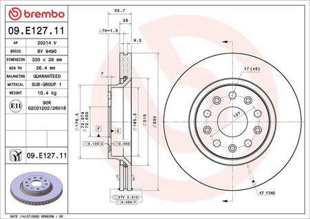Brembo 09.E127.11 Brake Disc - 2