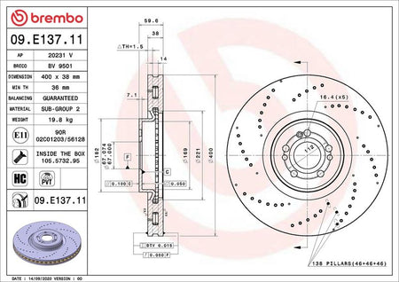 Brembo 09.E137.11 Brake Disc - 1