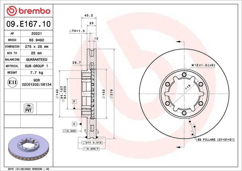 Brembo 09.E167.10 Brake Disc - 1