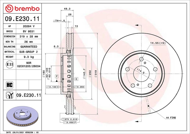 Brembo 09.E230.11 Brake Disc - 2