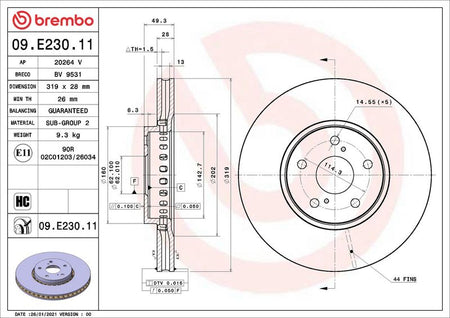 Brembo 09.E230.11 Brake Disc - 2