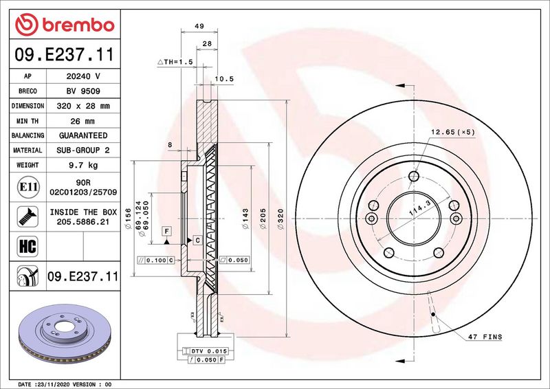 Brembo 09.E237.11 Brake Disc - 2