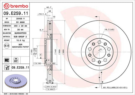 Brembo 09.E259.11 Brake Disc - 2