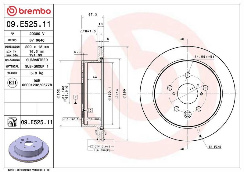 Brembo 09.E525.11 Brake Disc - 2
