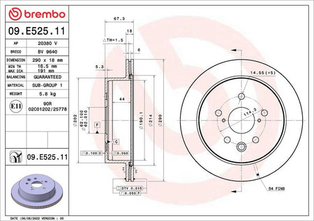 Brembo 09.E525.11 Brake Disc - 2